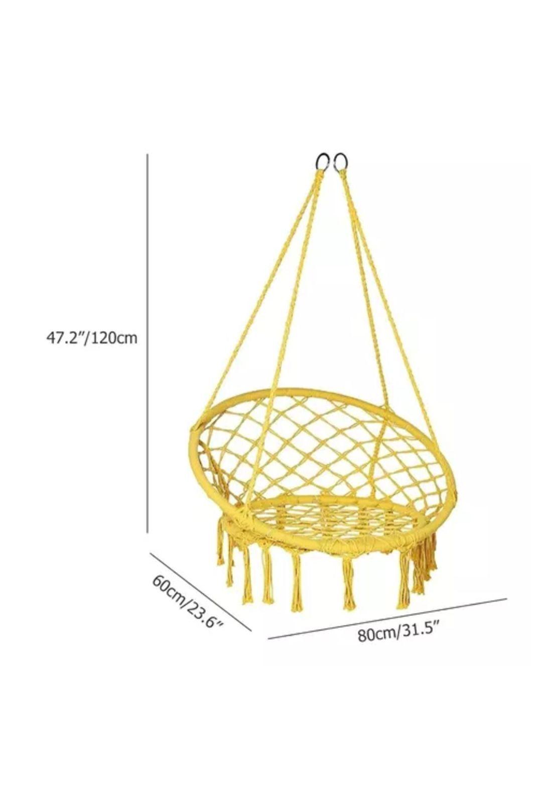 Silla Colgante Muna Tejida Amarilla Tipo Columpio Decorativa-2