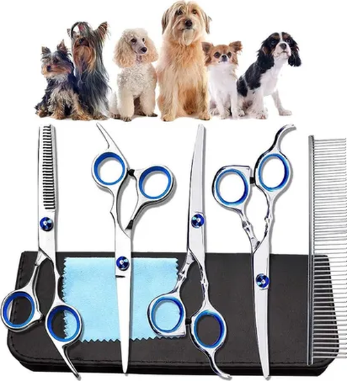 Kit tijeras aseo profesional acero inox perros-1