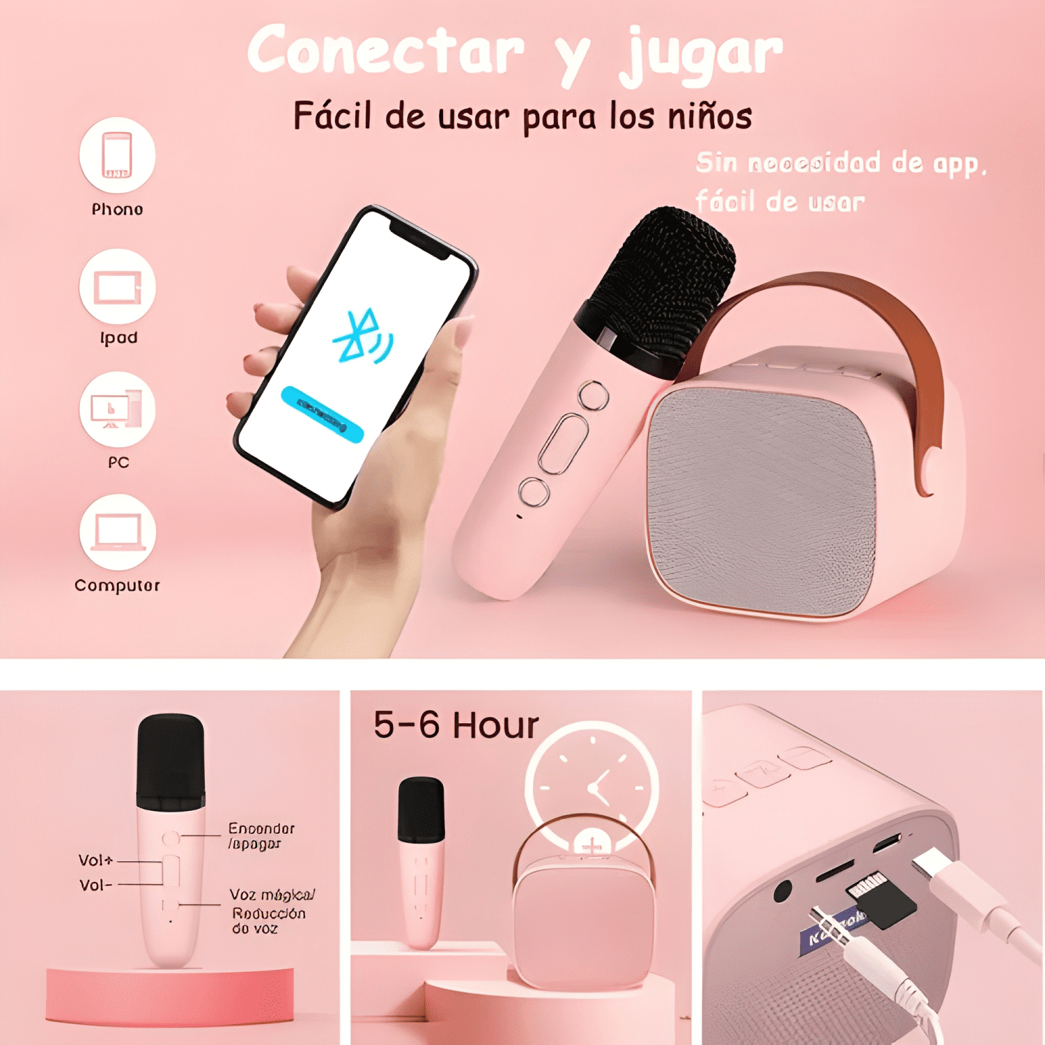 Altavoz bluetooth inalámbrico con micrófono para niños #1-4