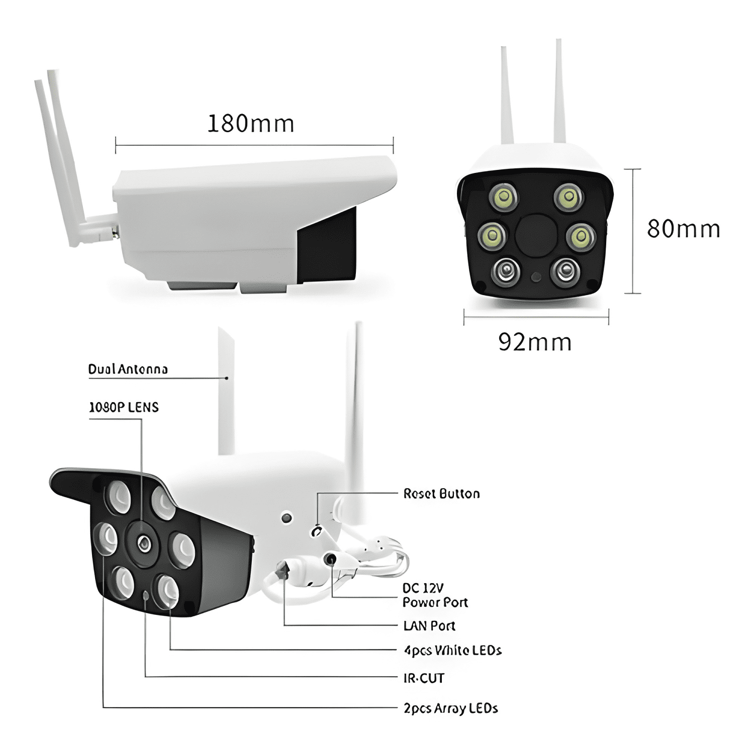 Camara Ip Exterior Inalamabrica Wifi 1080 Hd +soporte Blanco-2
