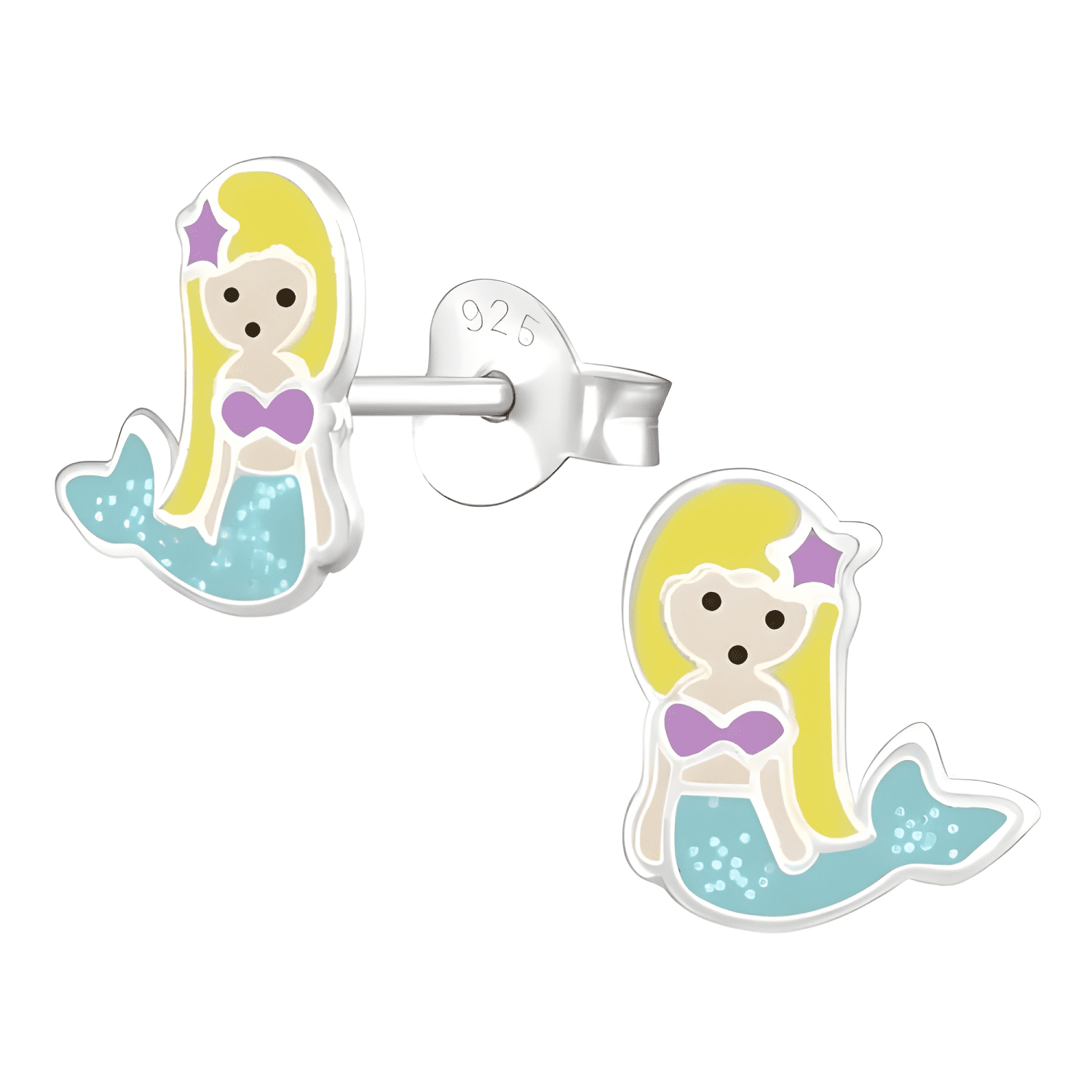 Aros De Sirena Para Niña Plata Fina 925 + Cajita Regalo-0