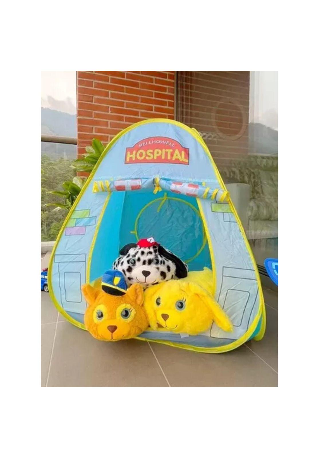 Carpa 3 en 1 de peluche, casa para niñas y niños, plegable, color verde-0