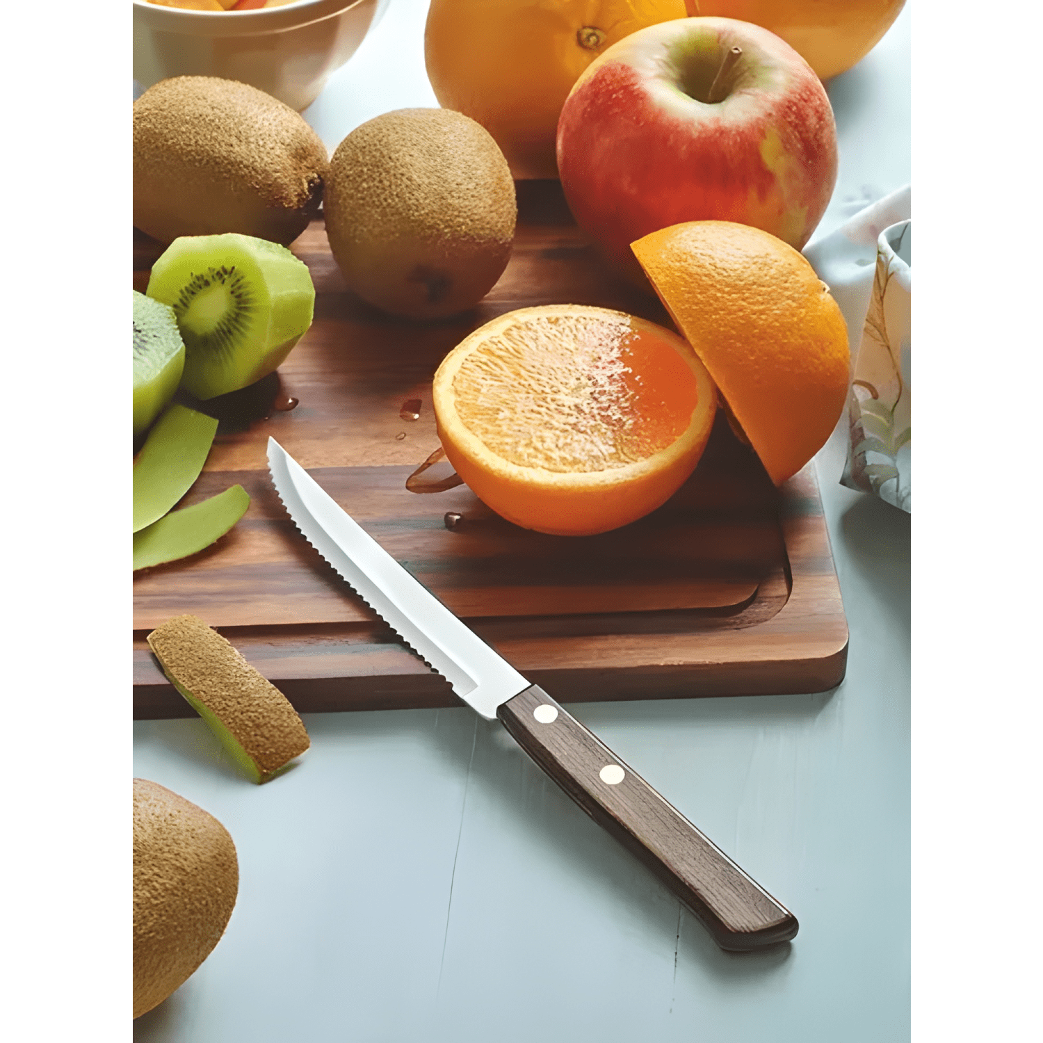 Pack 12 cuchillos acero inoxidable mango madera calidad-1