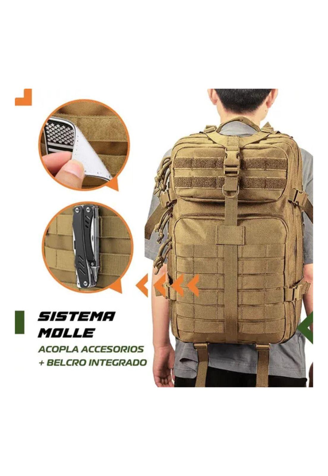 Mochila táctica militar impermeable color café-2