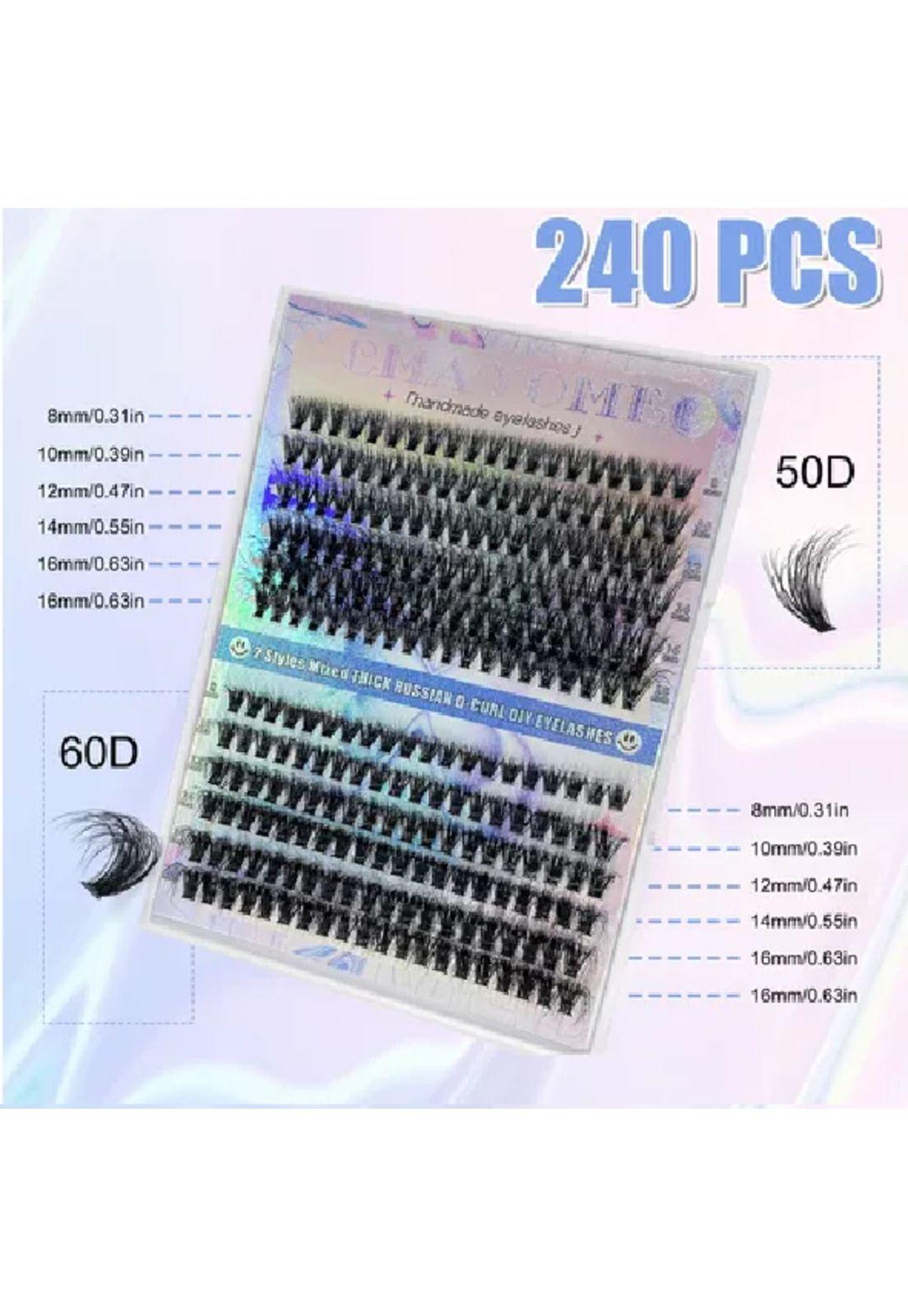240 Racimos de Pestañas Extensiones Reutilizables Postizas-3