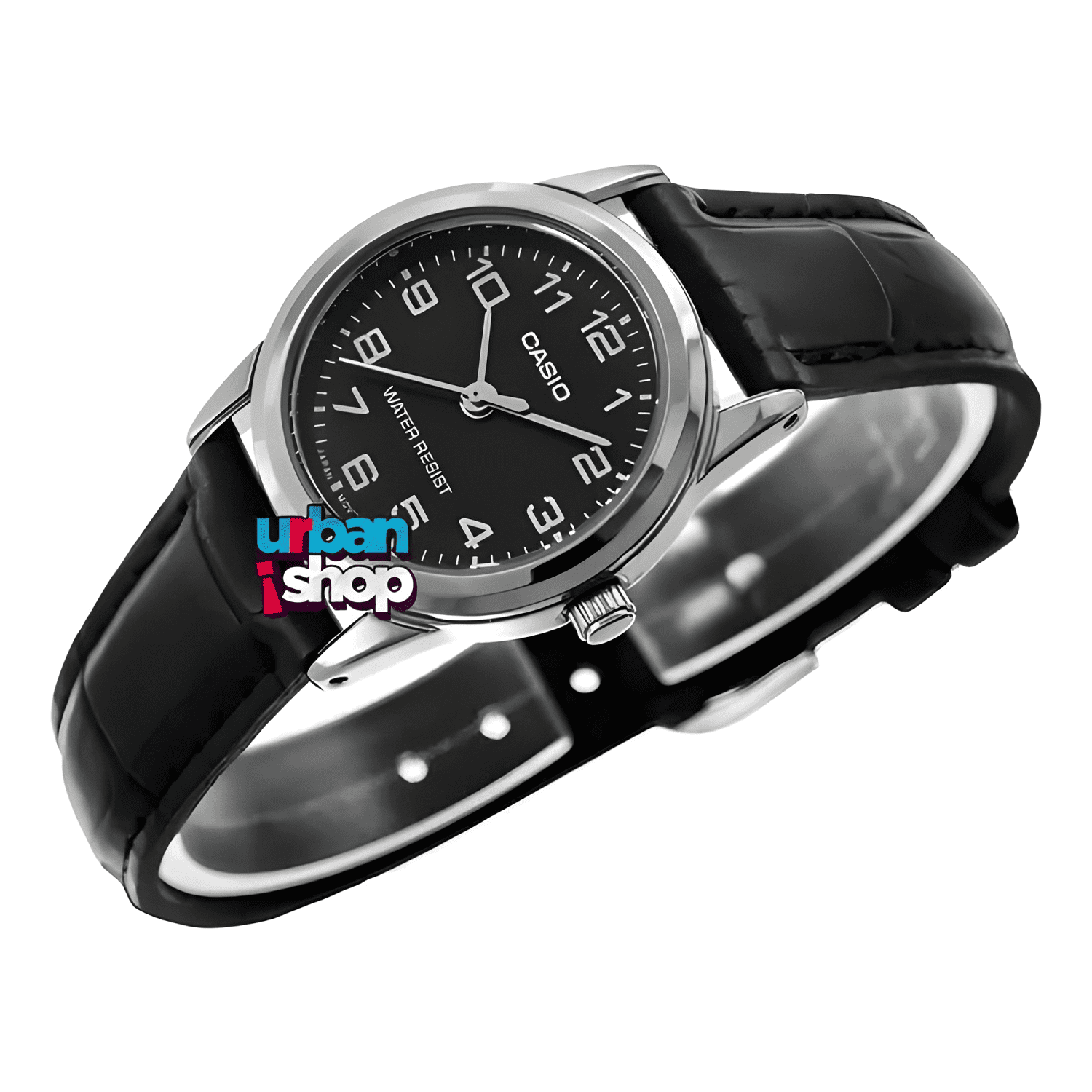 Reloj casio dama ltp-v001l-1b, caja de acero,correa de cuero-2