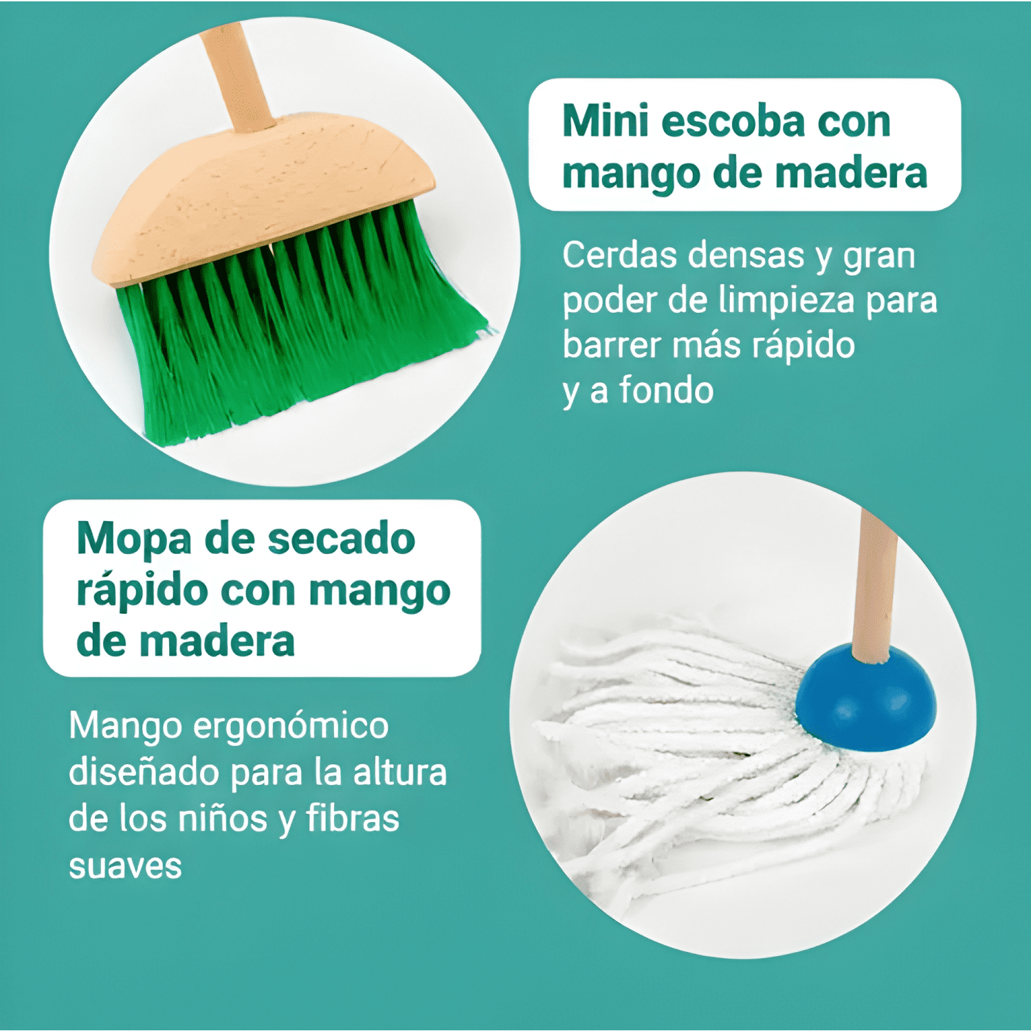 Set aseo didáctico madera niños juguete limpieza-3
