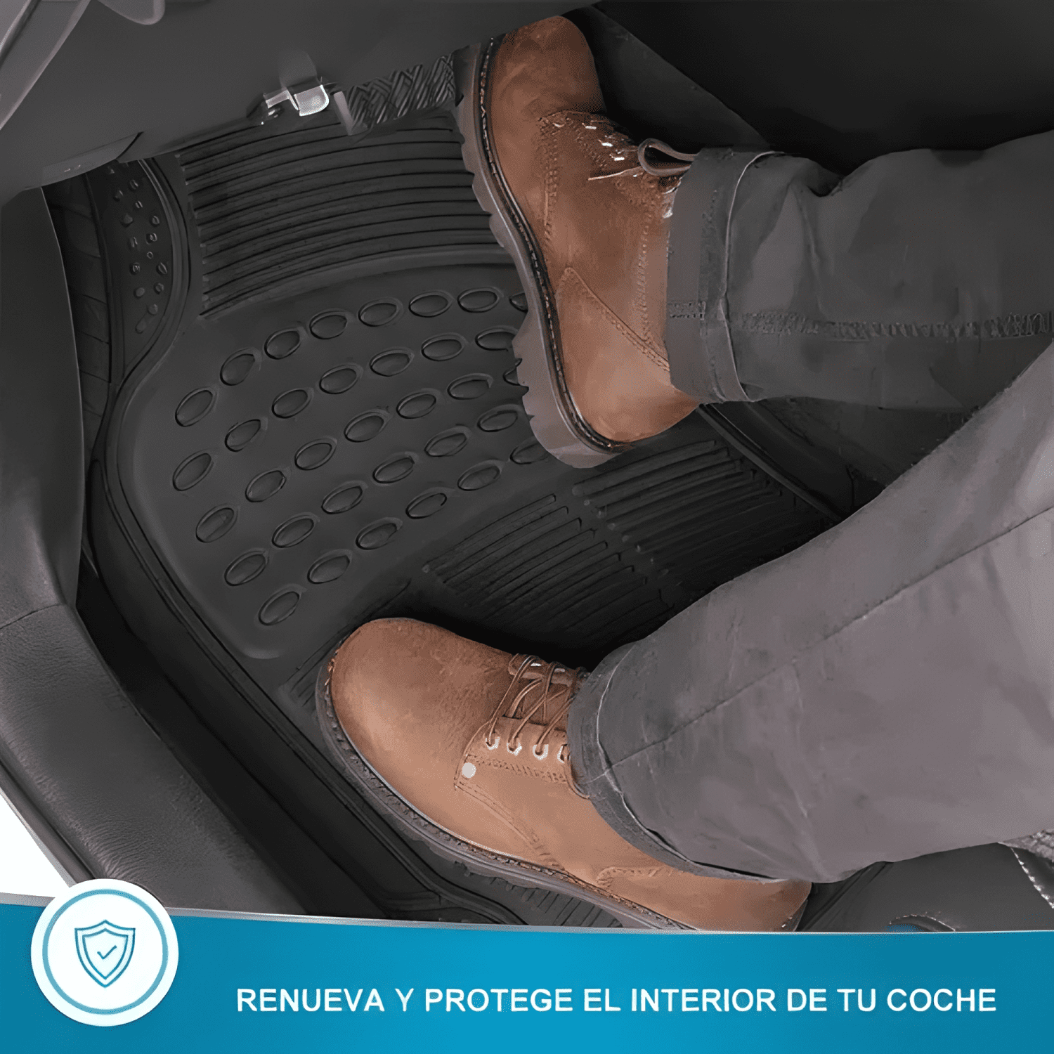 Pisos De Goma Para Vehículo 3 Piezas Genérico Negro-2