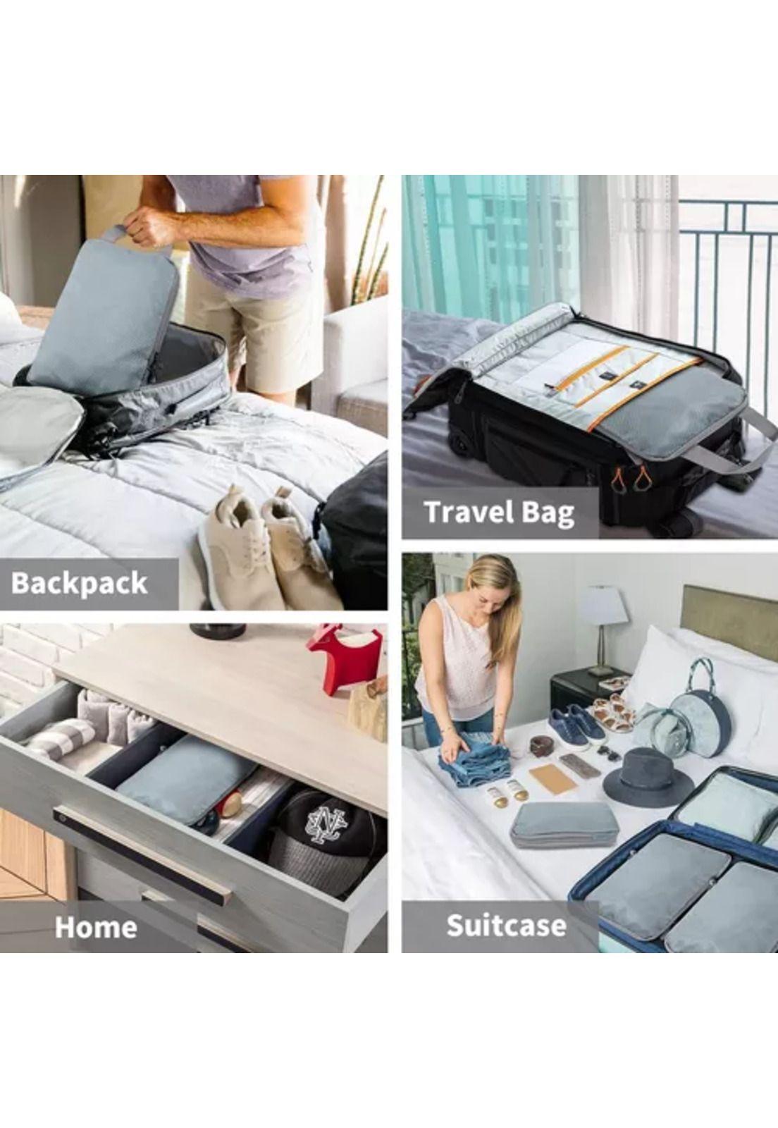 6 piezas de bolsas organizadoras de compresión para maleta, color gris-7