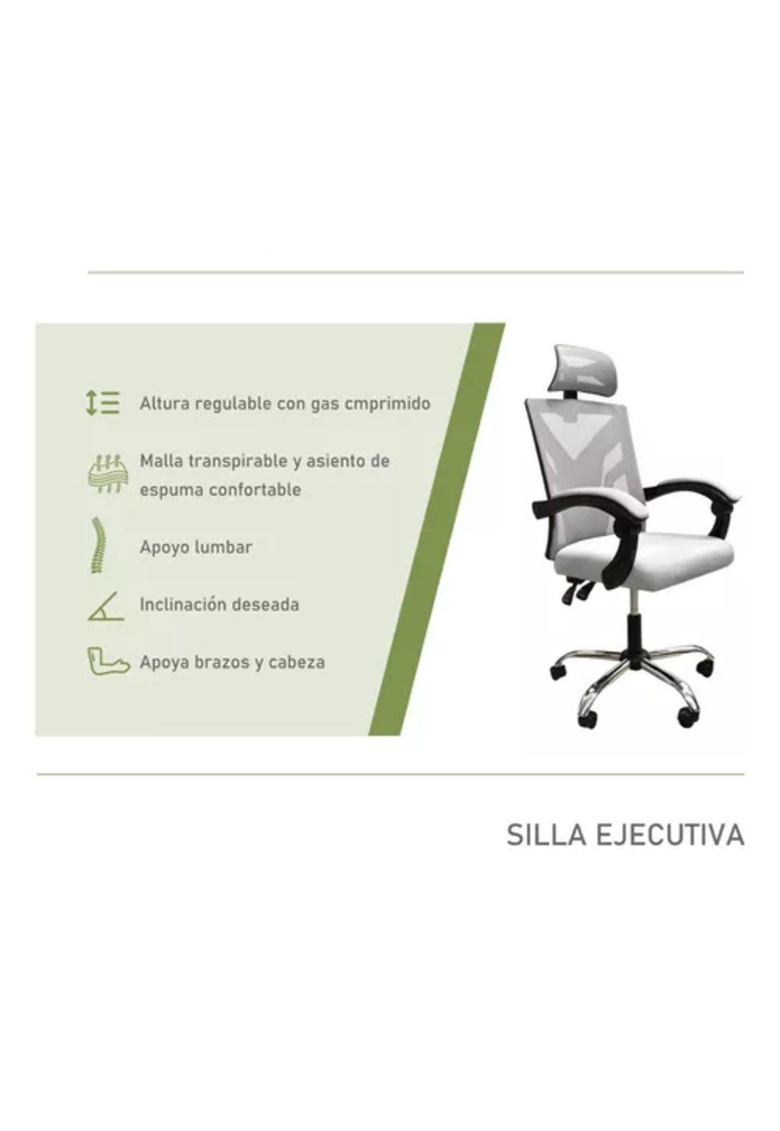 Silla ejecutiva de escritorio ergonómica Lumax Clyde color gris-3