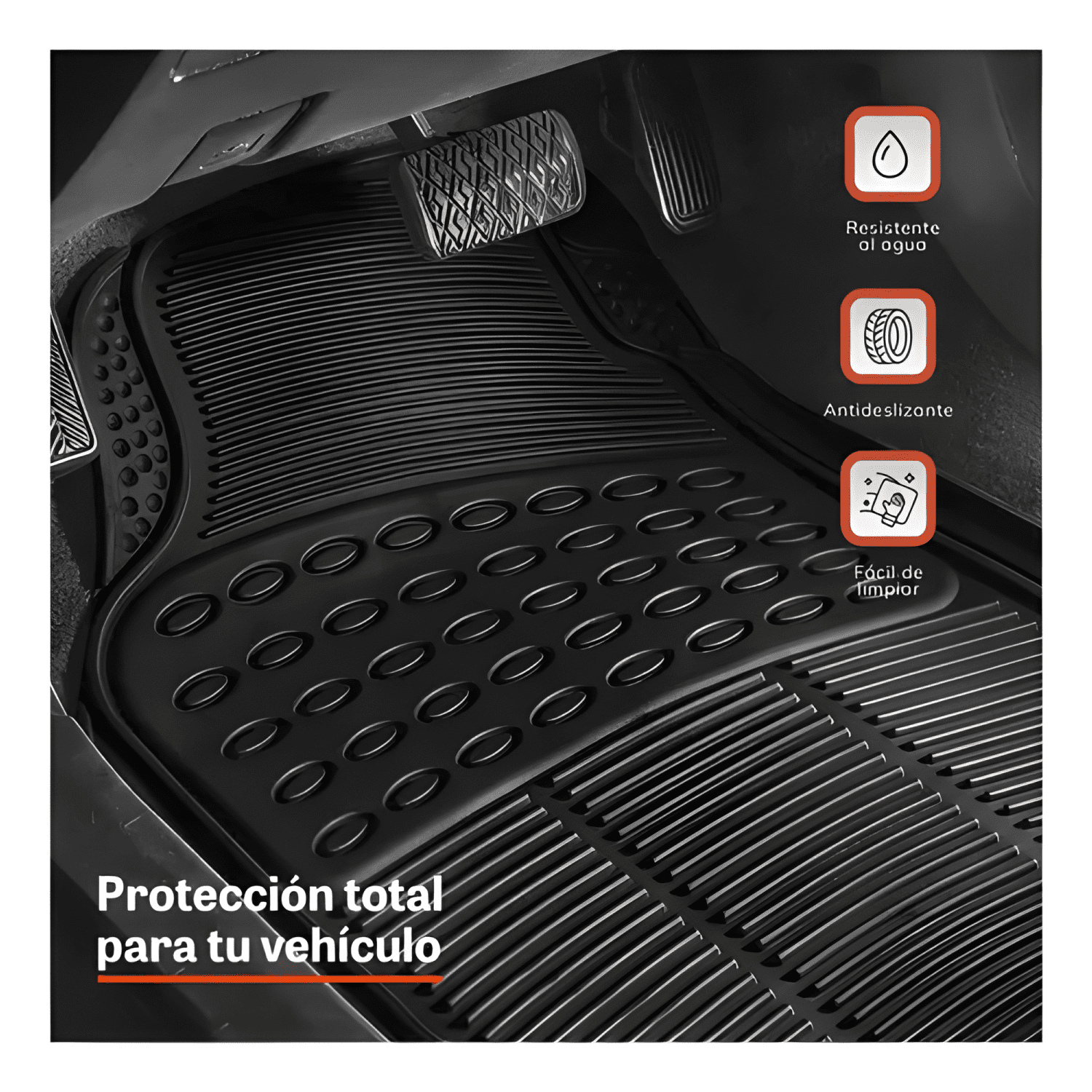 Alfombra Piso De Goma Para Auto Universal 4 Piezas-2