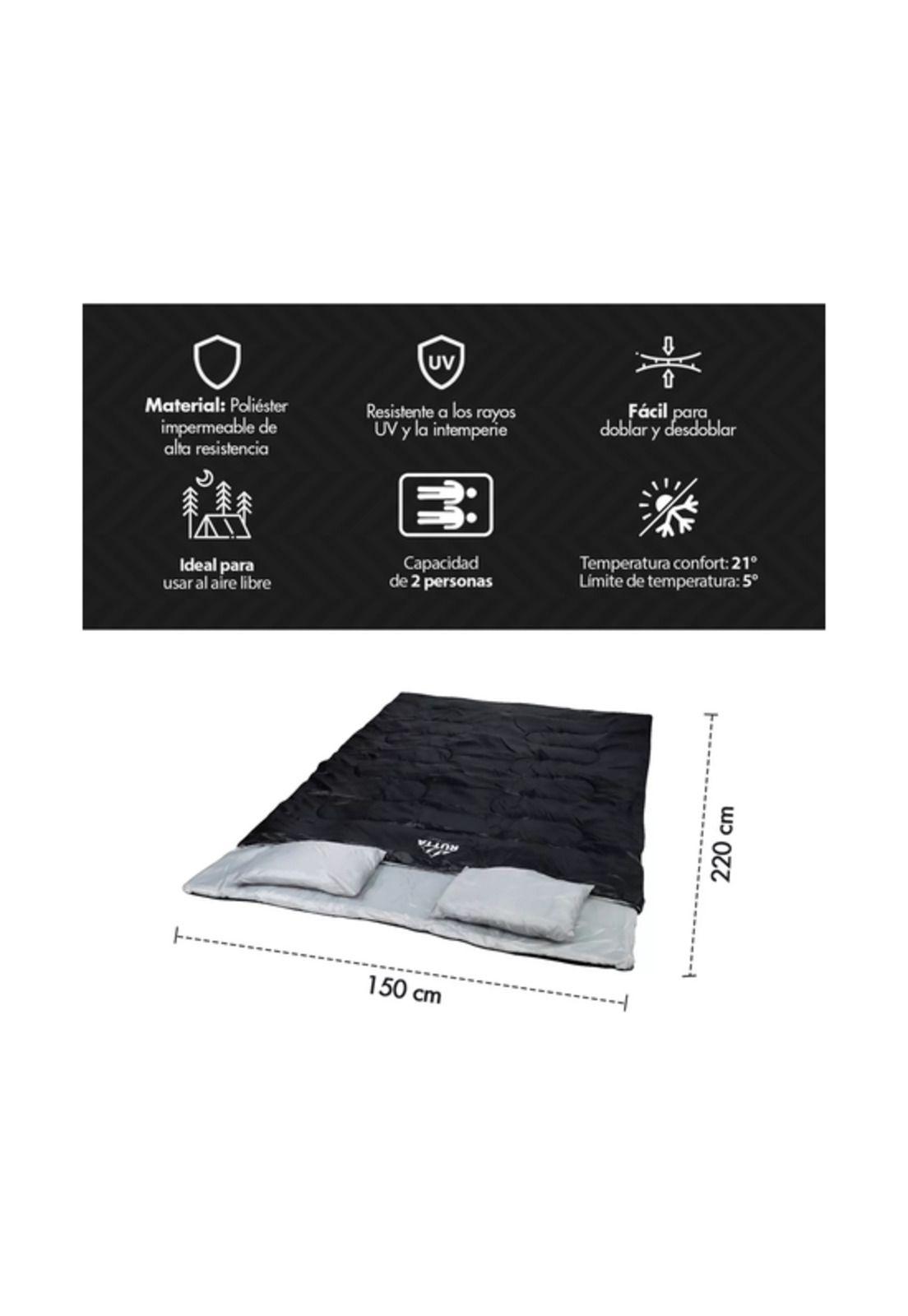 Saco de dormir 2 personas 300 grs negro 1617150-2