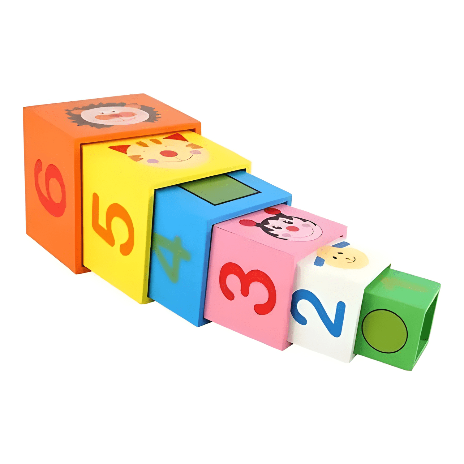 Juego torre de cubos apilables en madera animales números #1-1