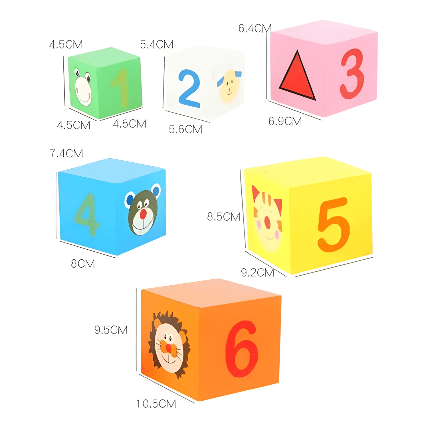 Juego torre de cubos apilables en madera animales números #1-4
