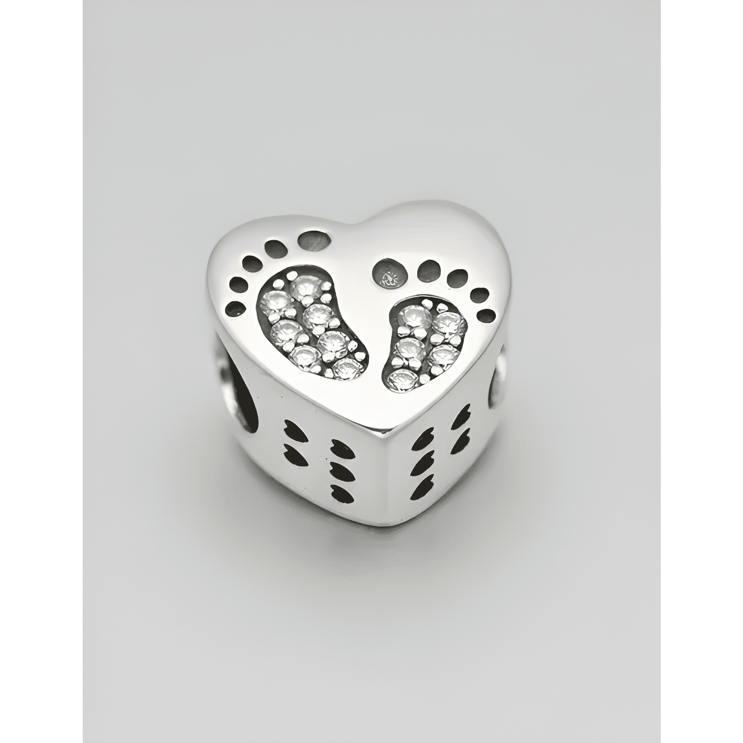 Charm plata 925 corazon patitas bebe brillantes dije pulsera-2