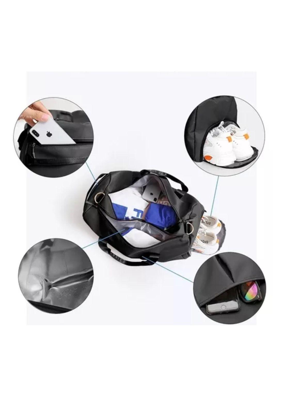 Bolsa de gran capacidad para viajes y deportes, color negro-4