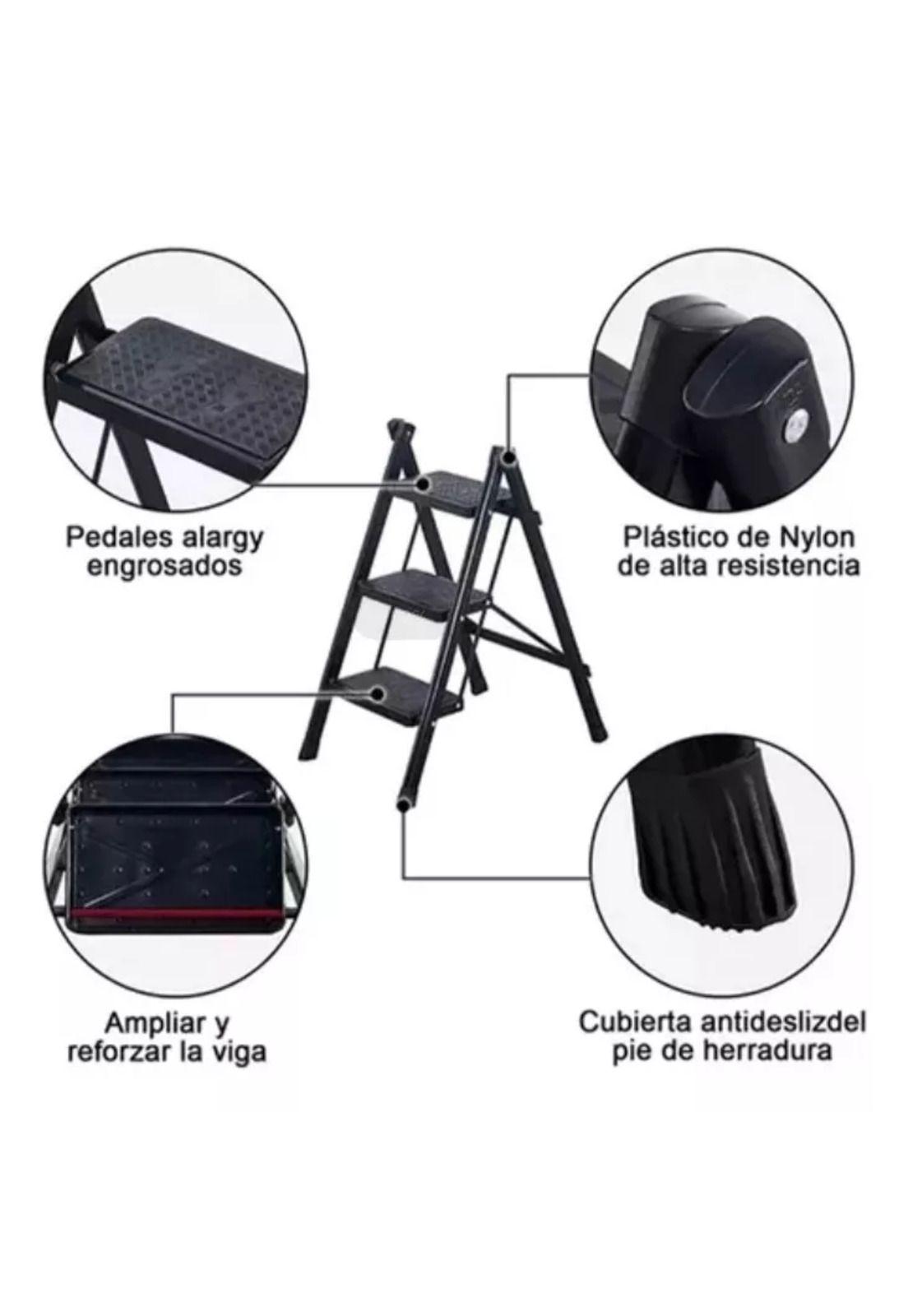 Escalera plegable acero con 3 p color negro-2