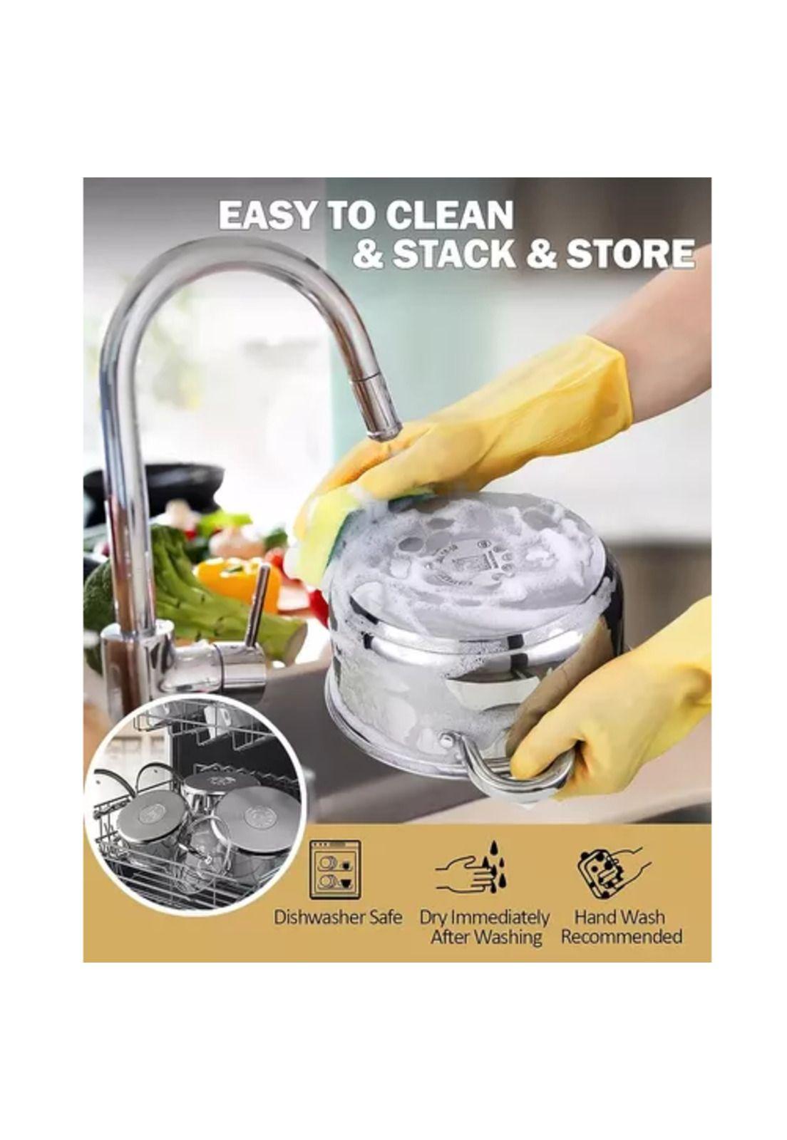 Set de 12 piezas de batería de cocina dorado, acero inoxidable-6