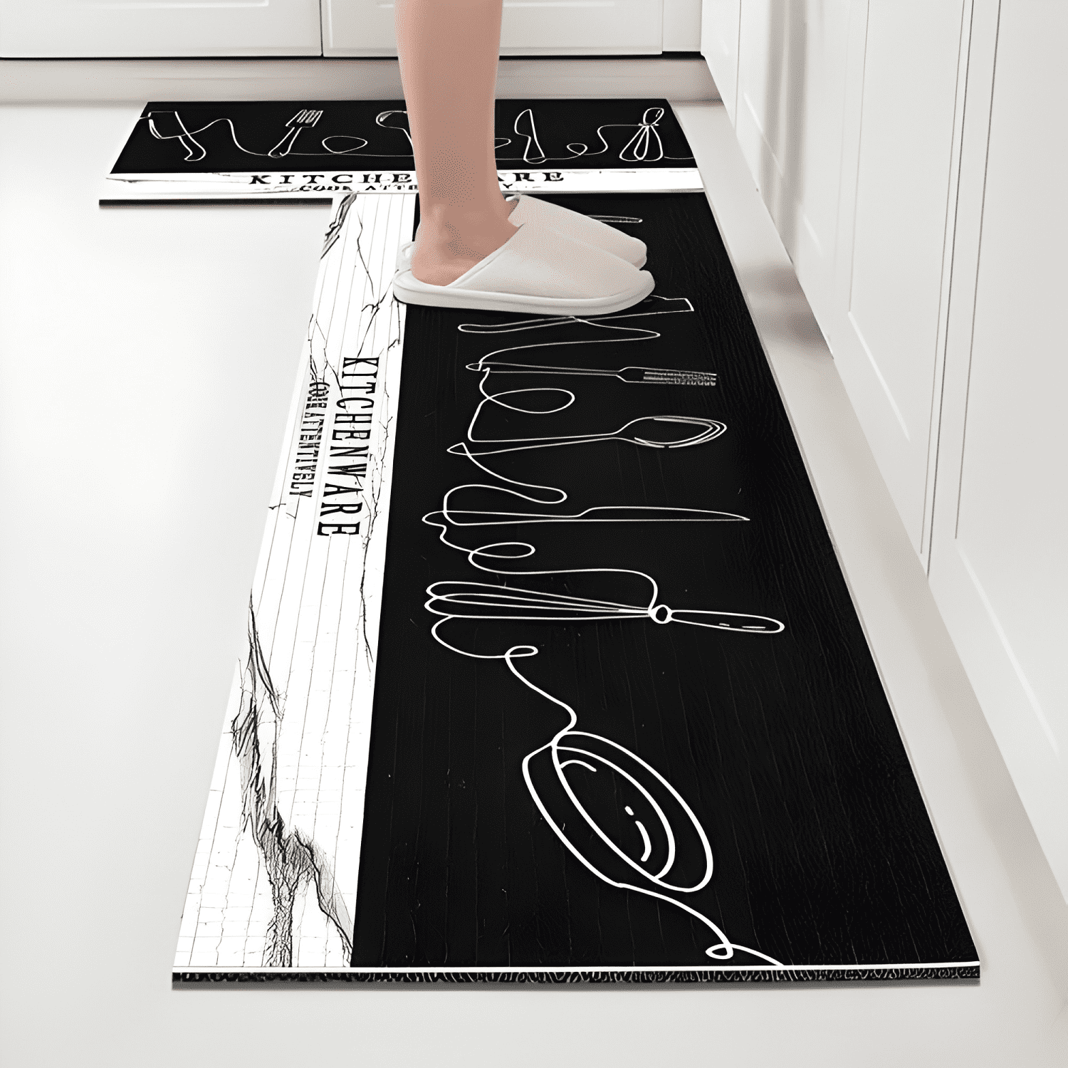 2 En 1 Alfombra De Cocina Antideslizante Piso Entrada Baño-0