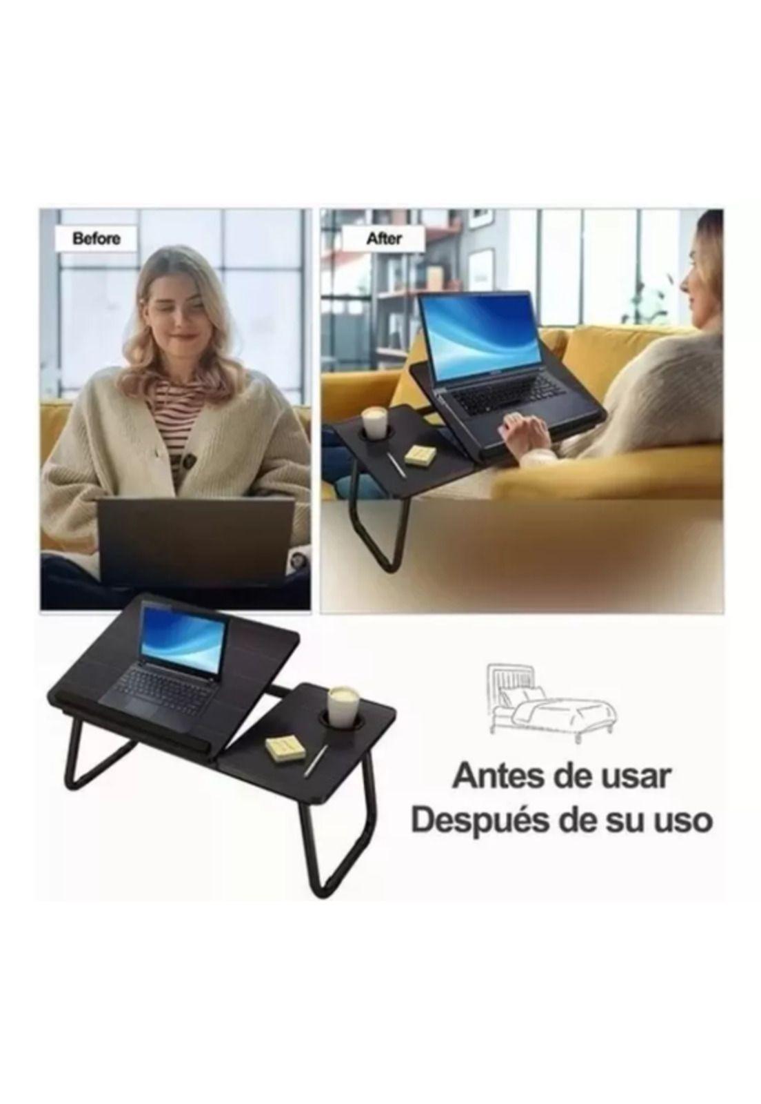 Mesa cama portátil plegable para laptop soporte altura ajustable negro-2