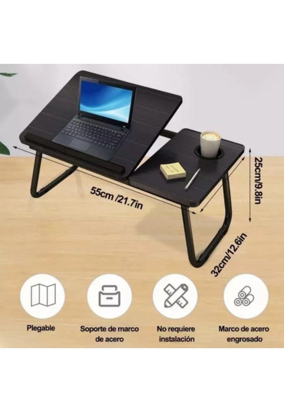 Mesa cama portátil plegable para laptop soporte altura ajustable negro-3