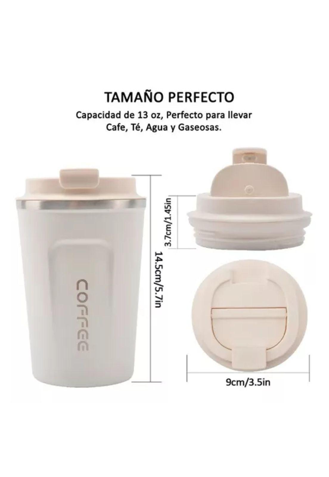 Termo para café, vaso térmico, mug, 380 ml, 13 oz, color blanco-3