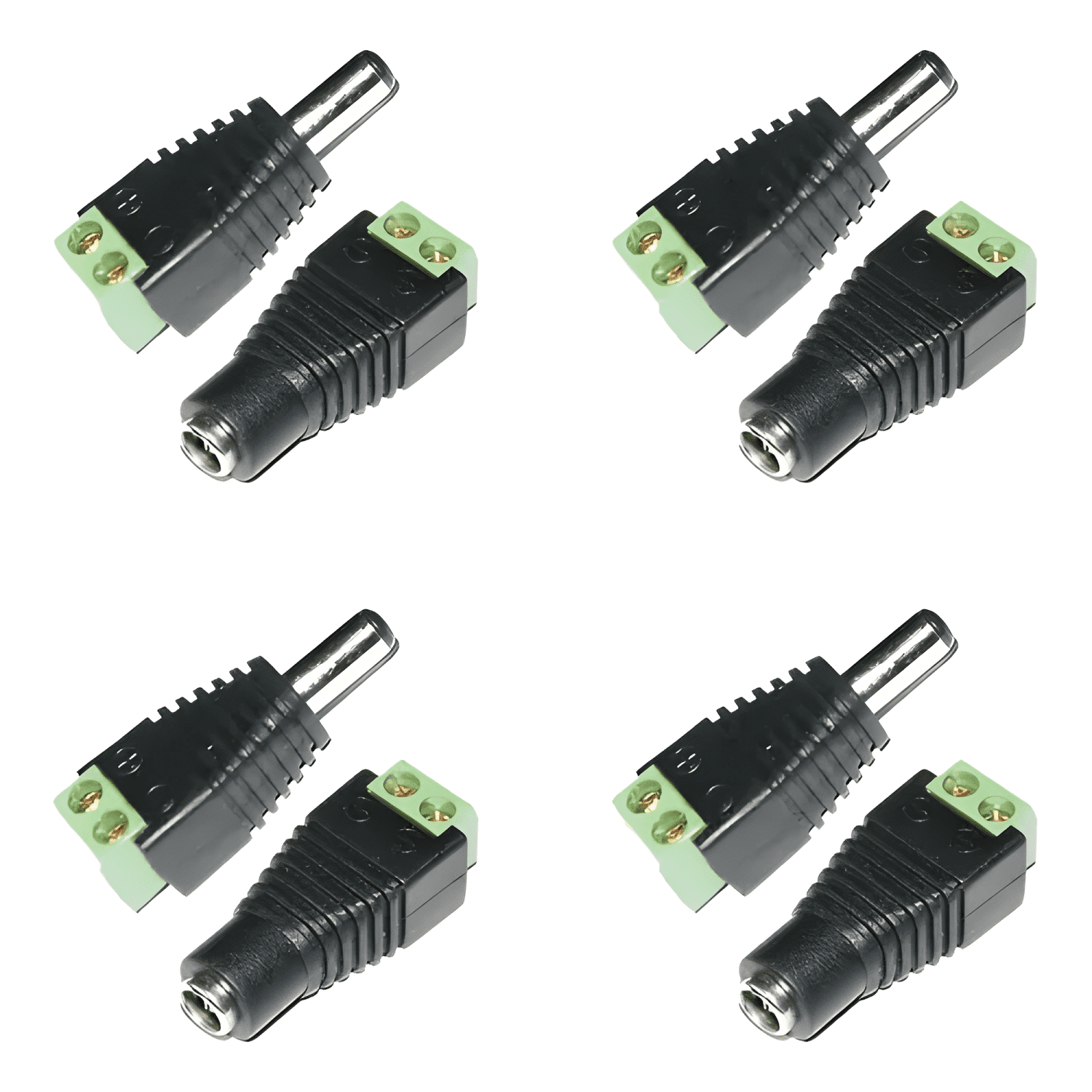 Pack 4 Video Balun 8mp y 4 Par Conectores Dc-3