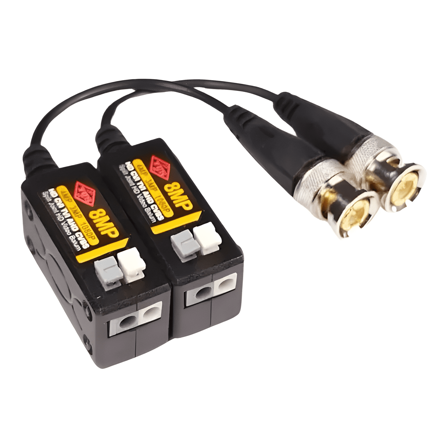 Pack 4 Video Balun 8mp y 4 Par Conectores Dc-4