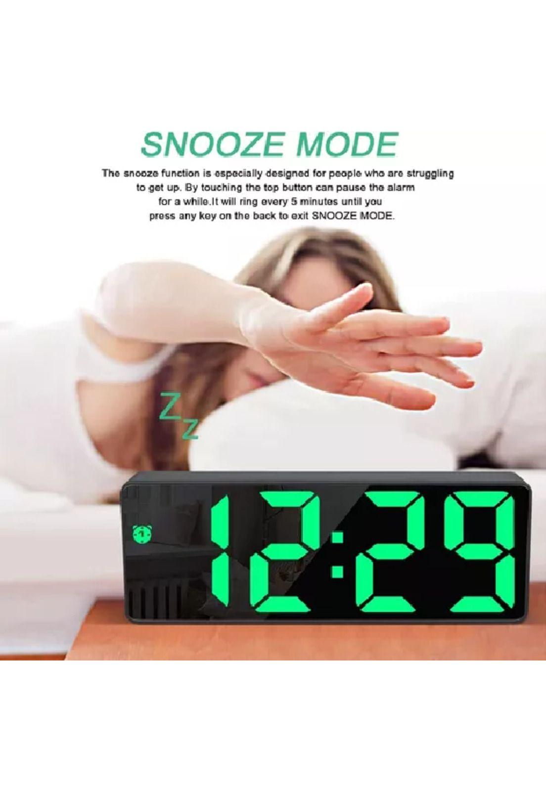 Reloj despertador digital led escritorio reloj alarma mes...-3