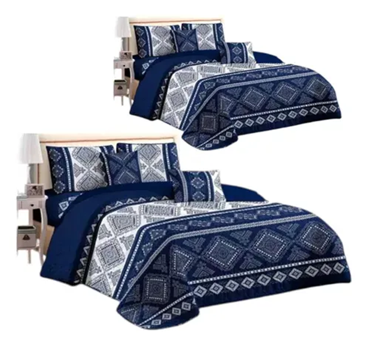 quilt verano azul con rombos 2 plazas b2053-1