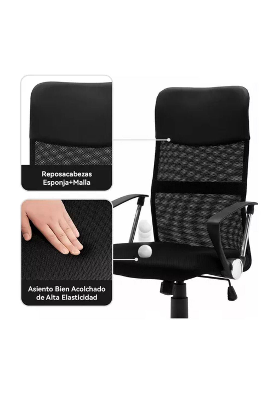 Silla de oficina ergonómica Emilio cuero con malla color negro-2