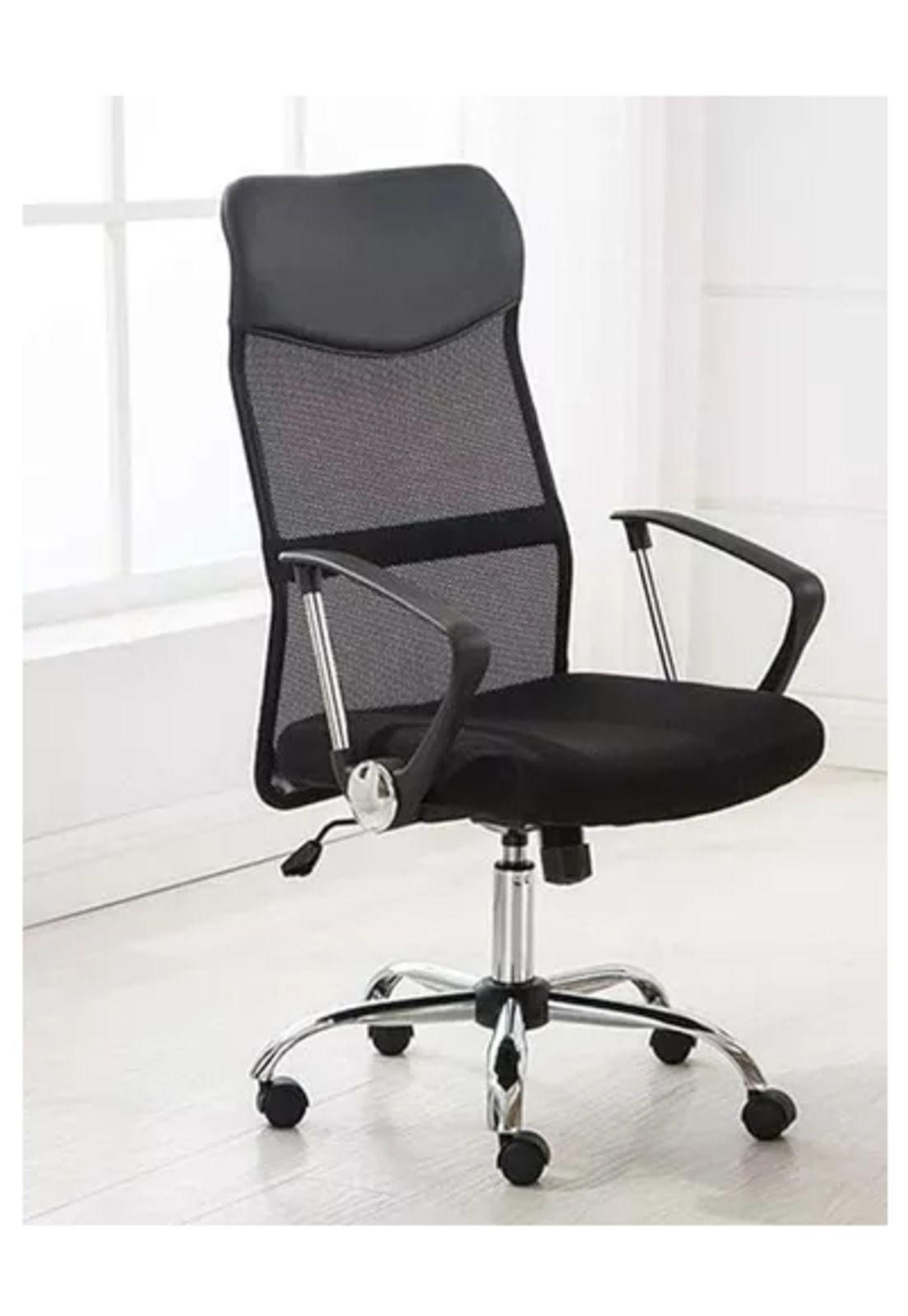 Silla de oficina ergonómica Emilio cuero con malla color negro-5