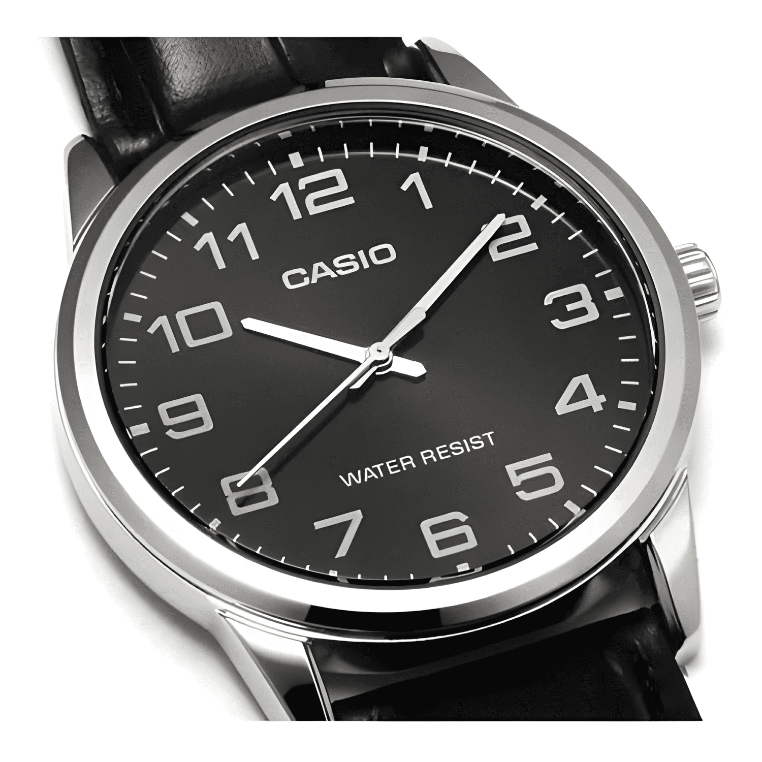 Reloj pulsera casio mtp-v001l-1bu con correa de cuero Negro-2