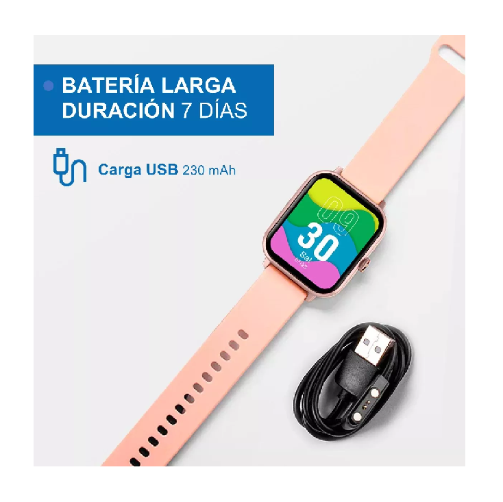Reloj inteligente smartwatch deportivo color rosado-2