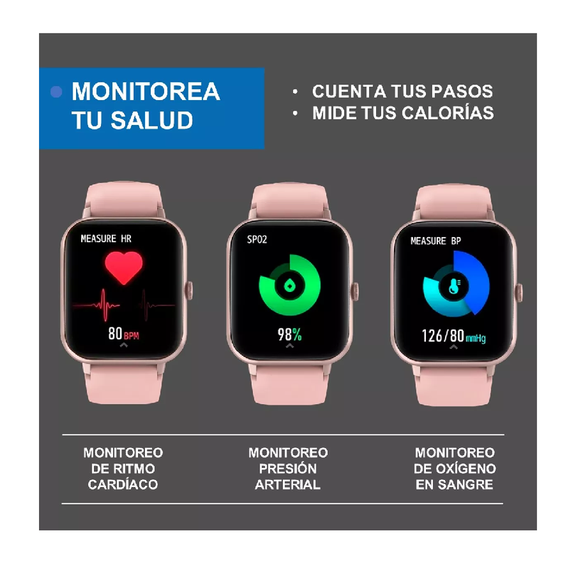 Reloj inteligente smartwatch deportivo color rosado-4