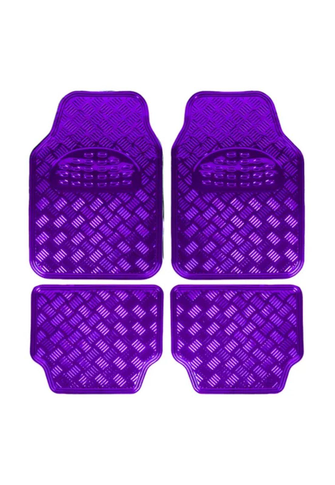Alfombra cubre piso metálico para mujer, set de 4 piezas, auto tuning, color violeta-0