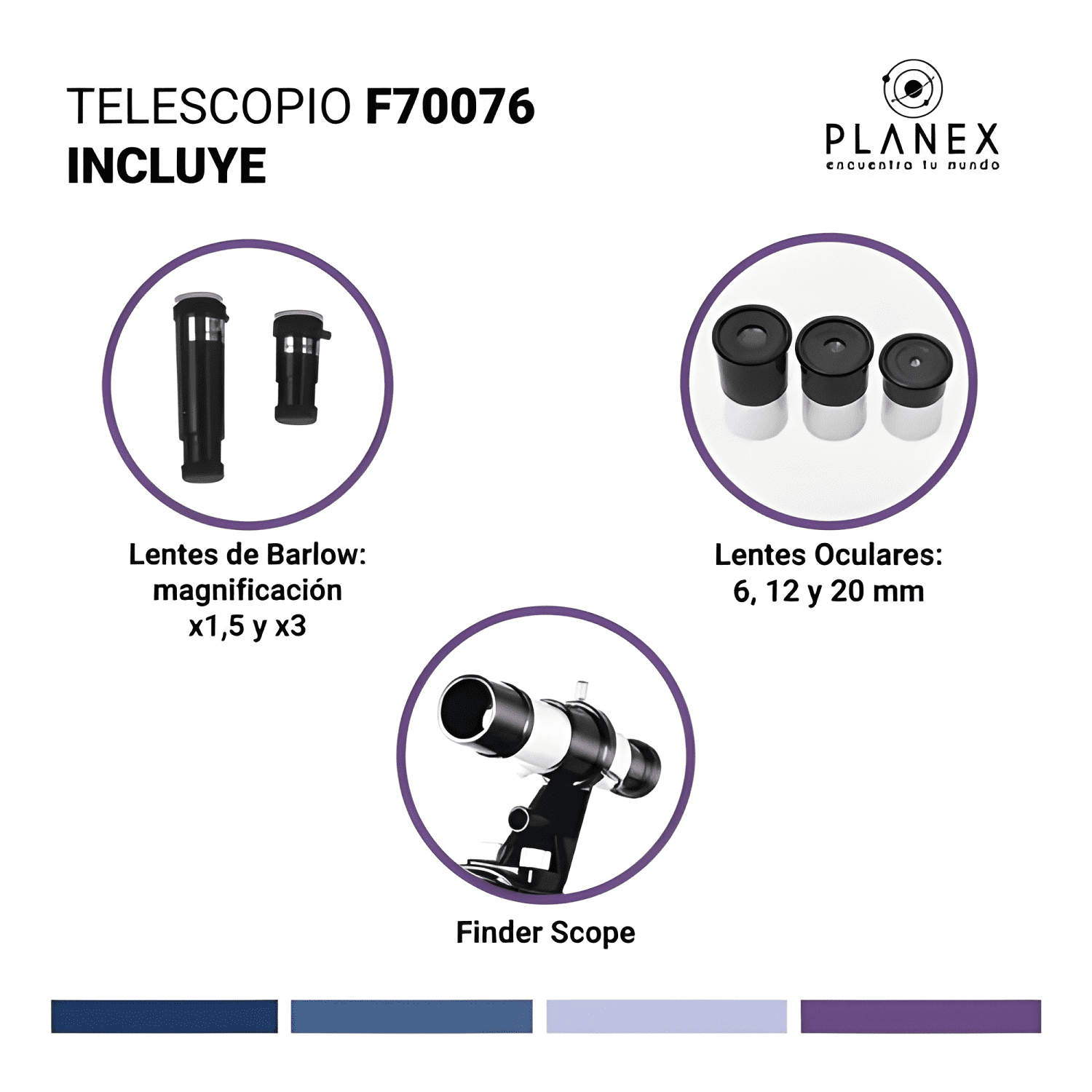 Telescopio Astronómico Planex F70076 Astronómico 76x Blanco-3