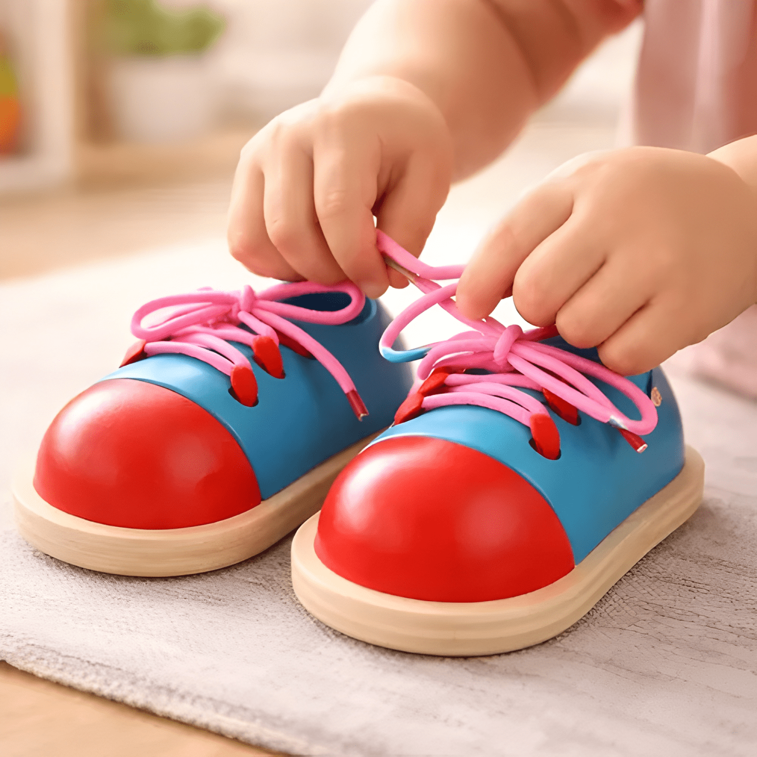 Juego didáctico motricidad fina zapatos enhebrar para niños-2