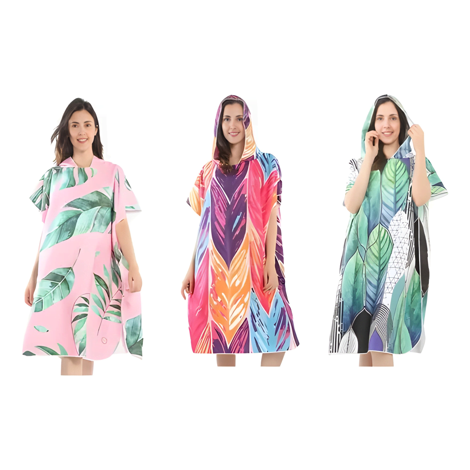 Set 2 toalla de baño mujer con capucha secado rápido estampa-2
