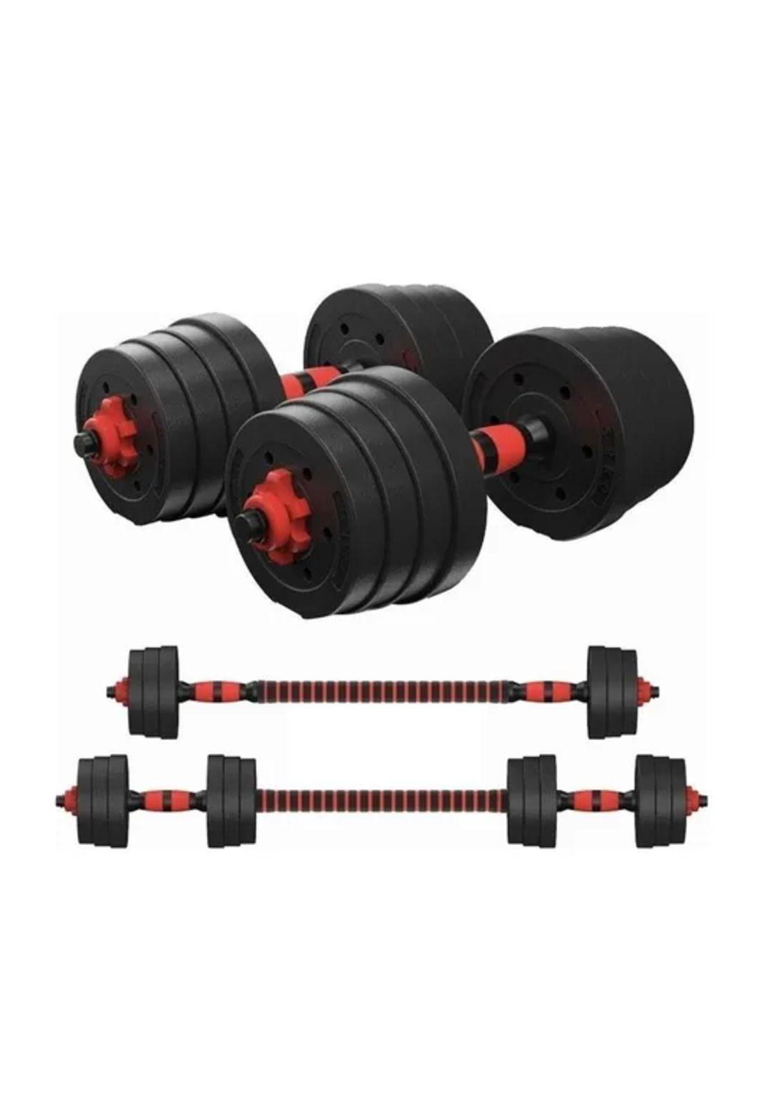 Set de 2 mancuernas ajustables de 15 kg con unión extensor color rojo-4