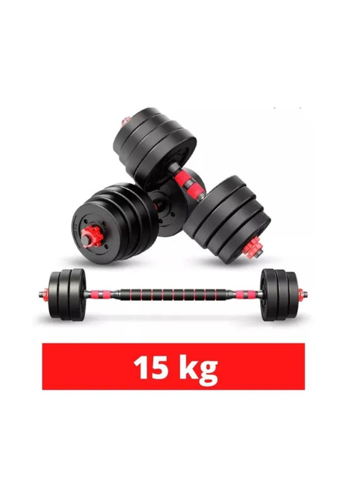 Set de 2 mancuernas ajustables de 15 kg con unión extensor color rojo-5