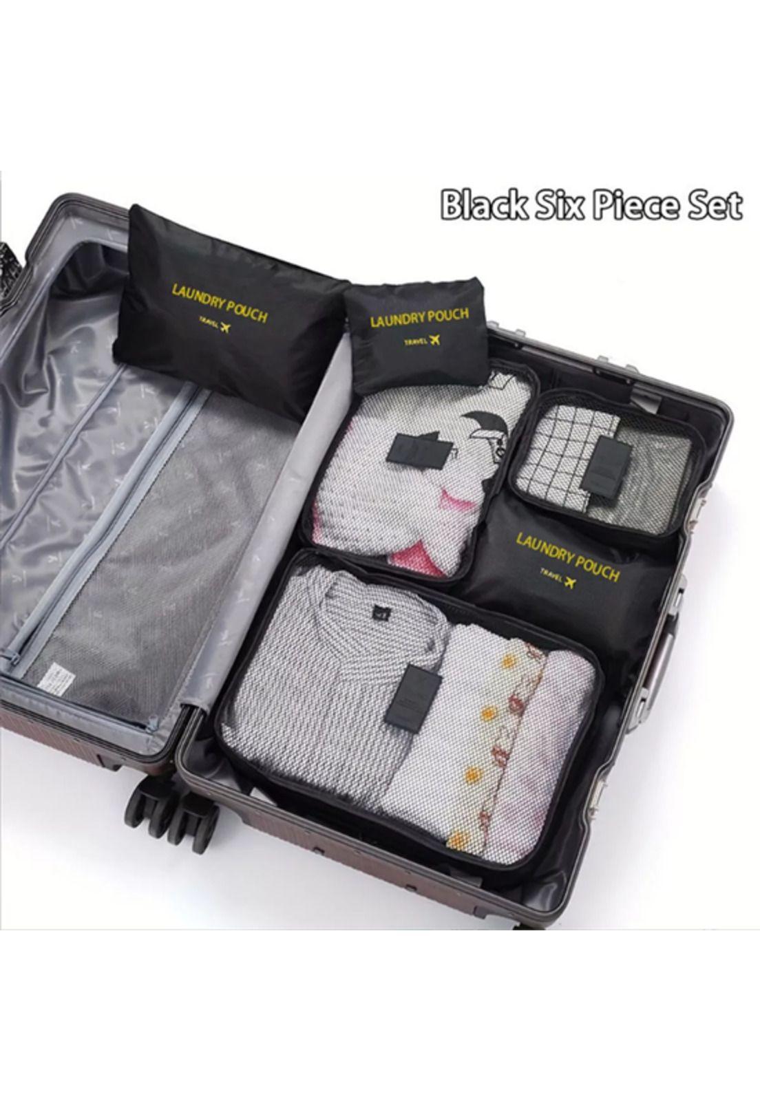 Set 6 organizadores de equipaje de viaje bolsa ropa interior negro-2