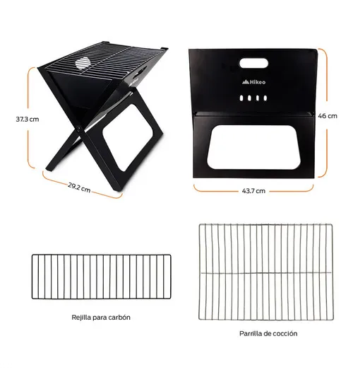Asador De Carbon Parrilla Portatil Plegable Para Carne Asada-2