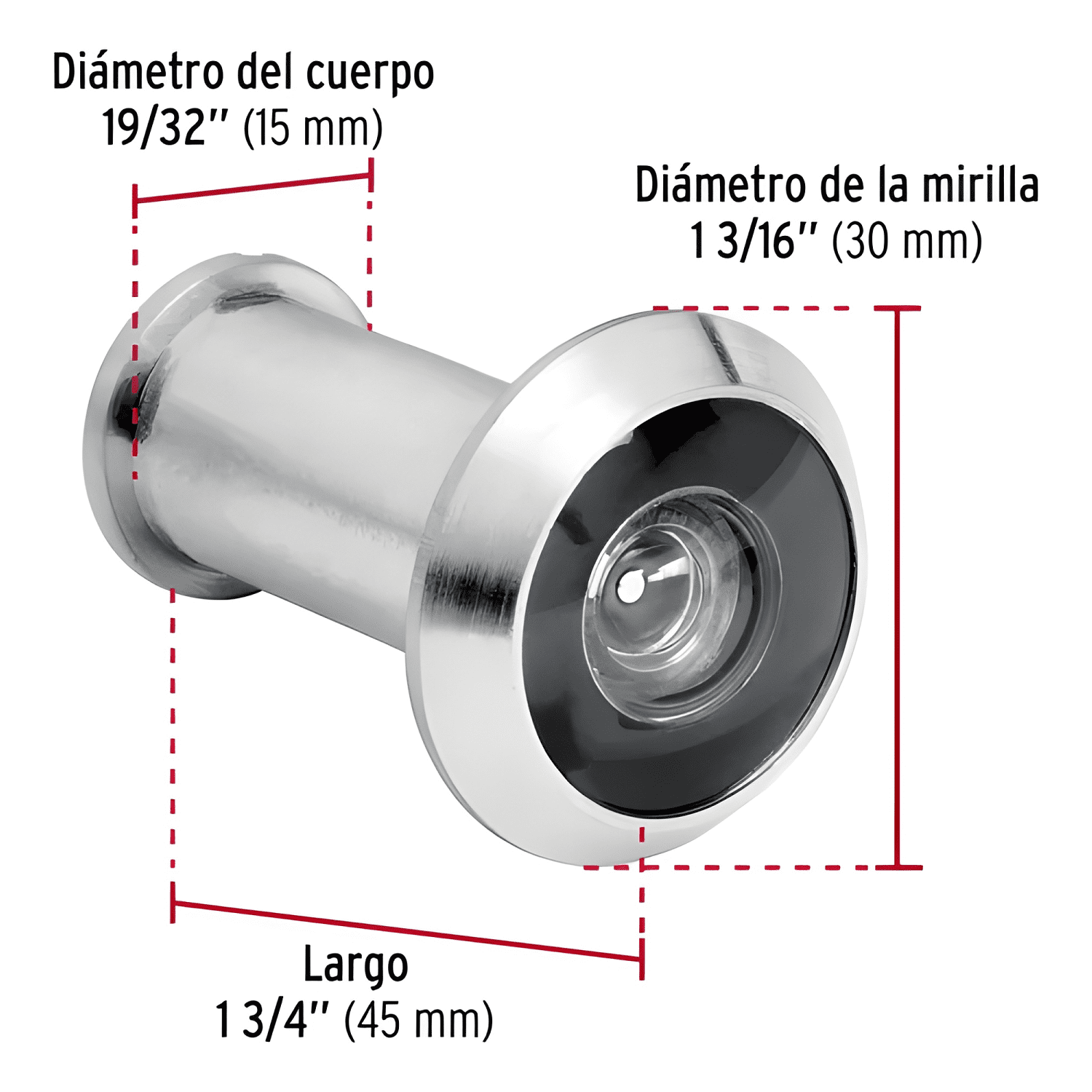 Ojo mágico para puerta 140°, cromo mate #1-3