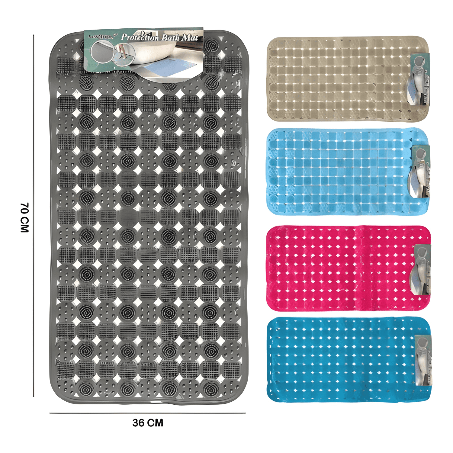 Alfombra De Baño Para Ducha Tina Antideslizante 70x36cm #2-0