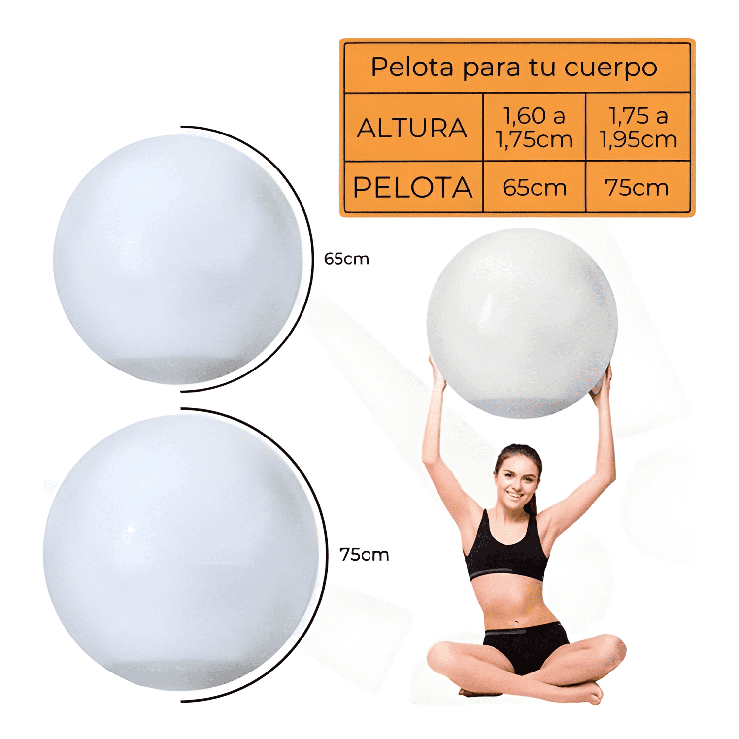 Pelota balon 75 cm pilates yoga + inflador pelotas #3-3