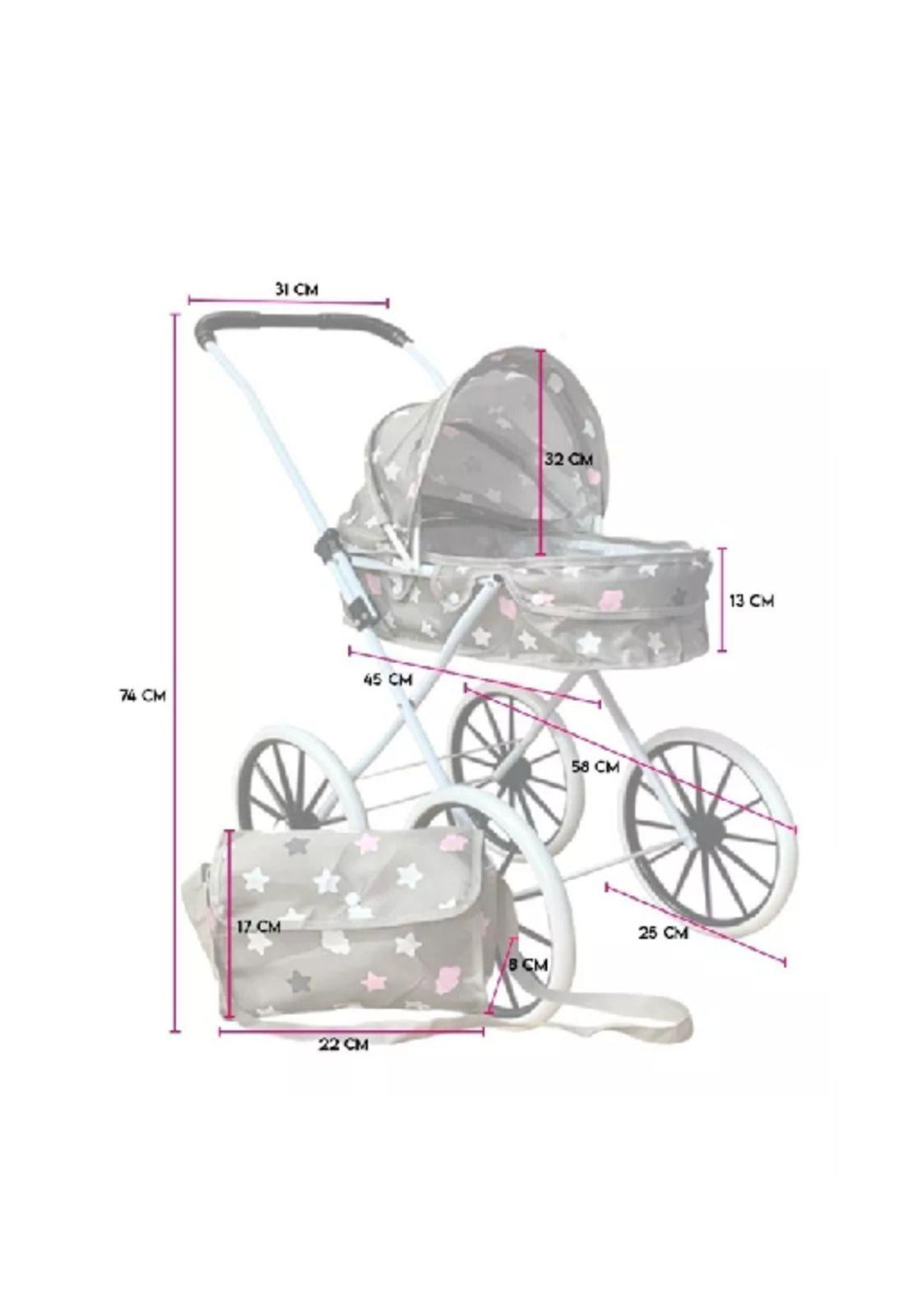 Coche muñecas bolso xl niñas juguete bebé gris-1