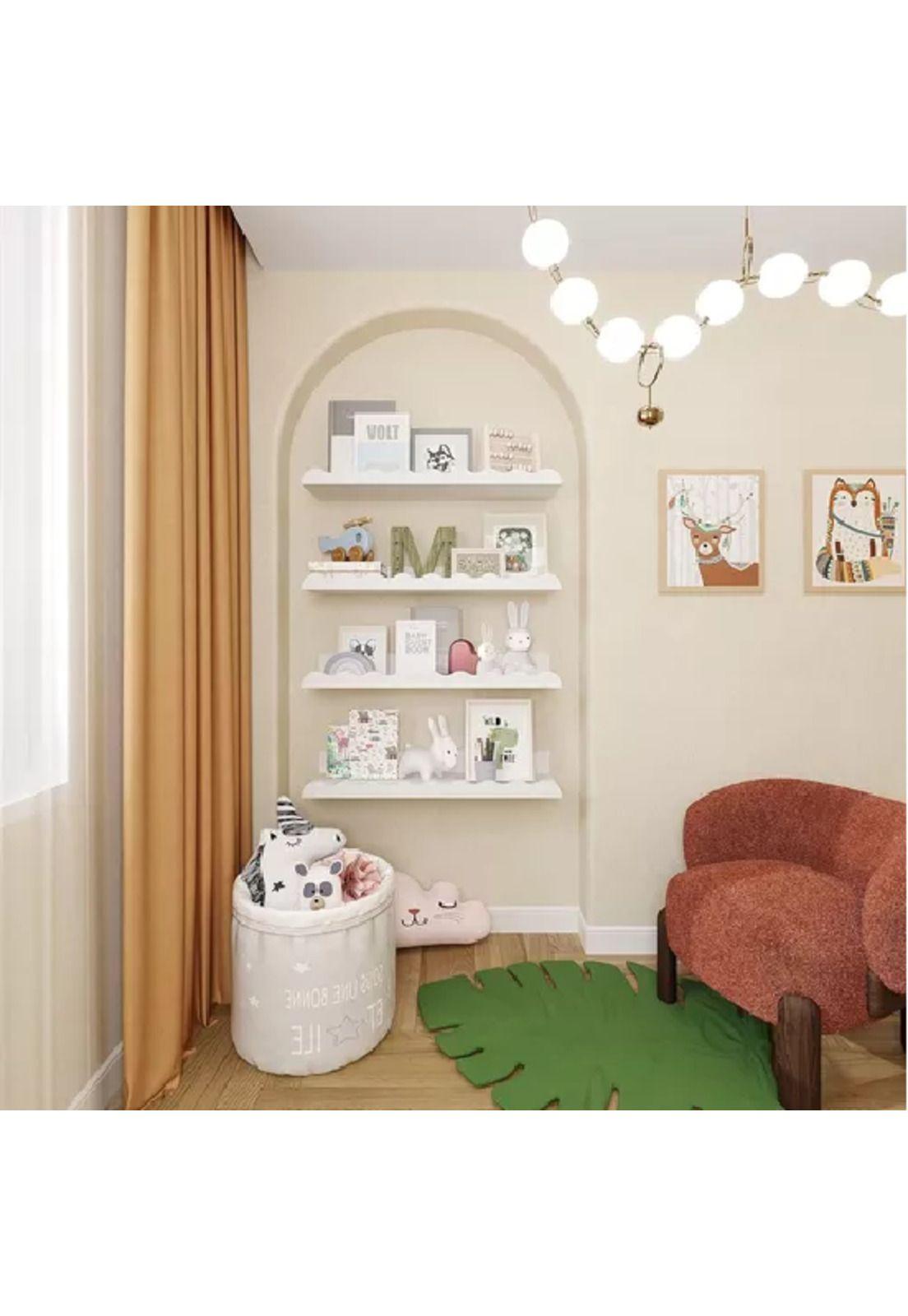 Repisas para Niños de Madera Set de 4 Color Blanco Infantil-2