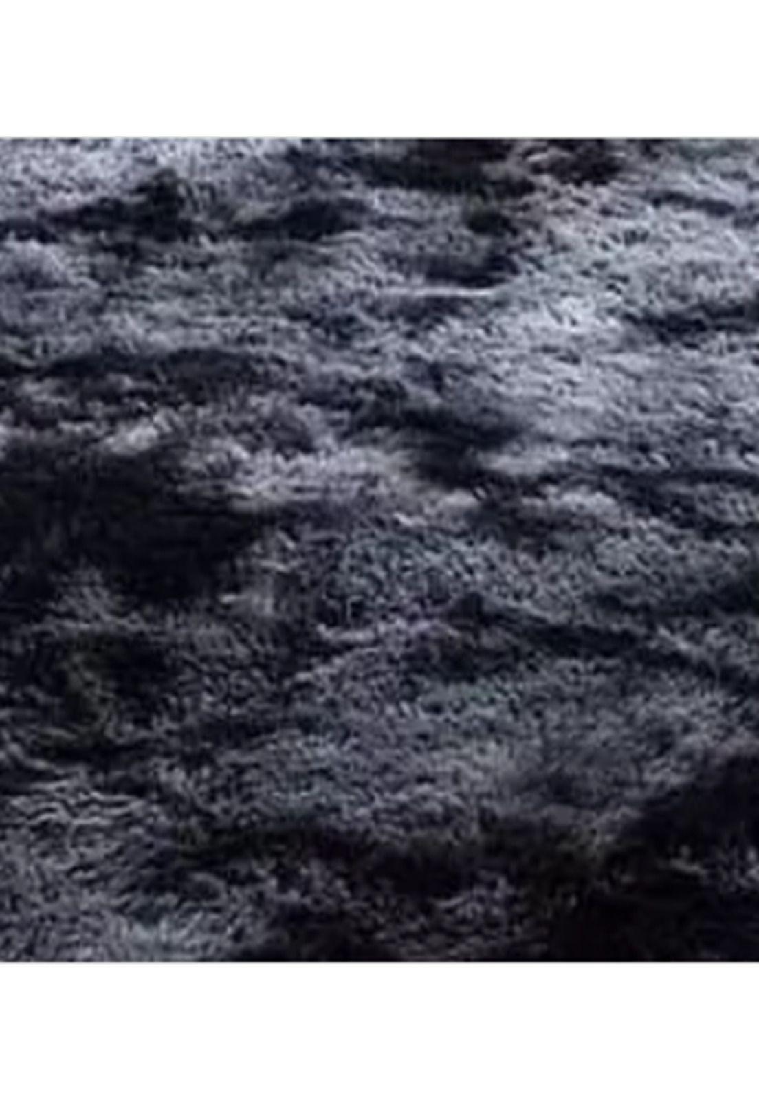 Alfombra Peluda Grande 2x2.4 m Negra Jaspeada-0