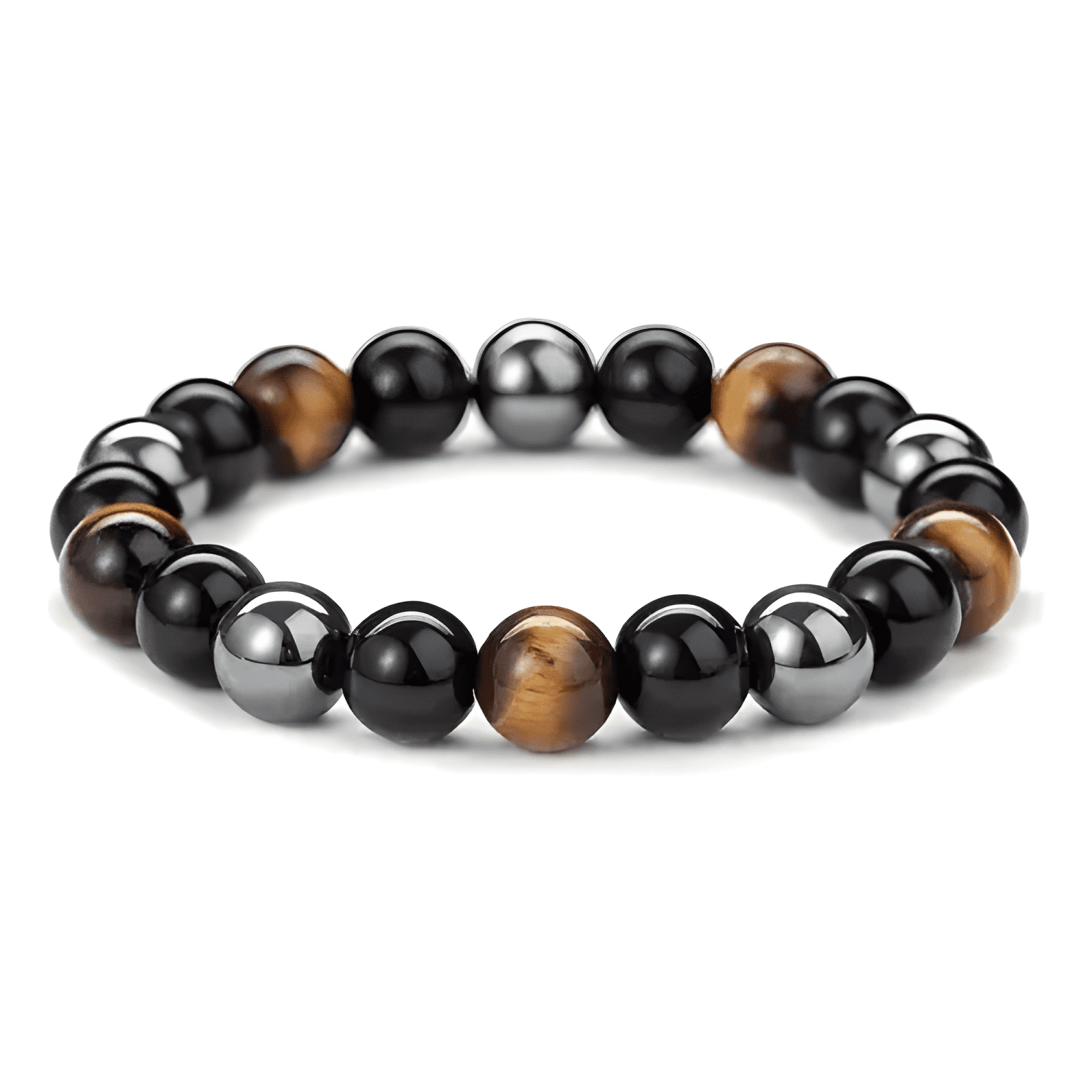 Pulsera triple proteccion hematita obsidian ojo tigre hombre-0